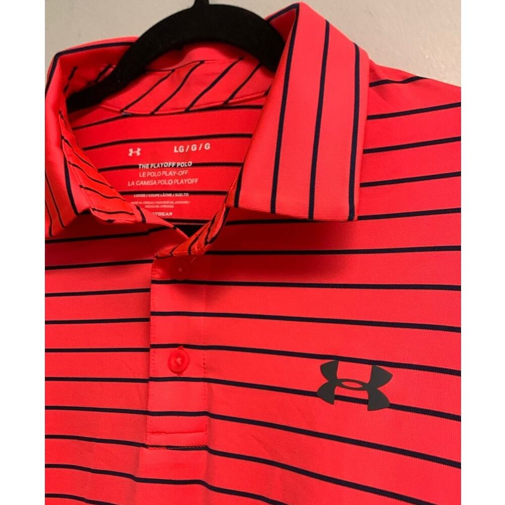 Under Armour Men's LARGE UA Playoff 2.0 Polo Shirt, Red / Black - Picture 2 of 6